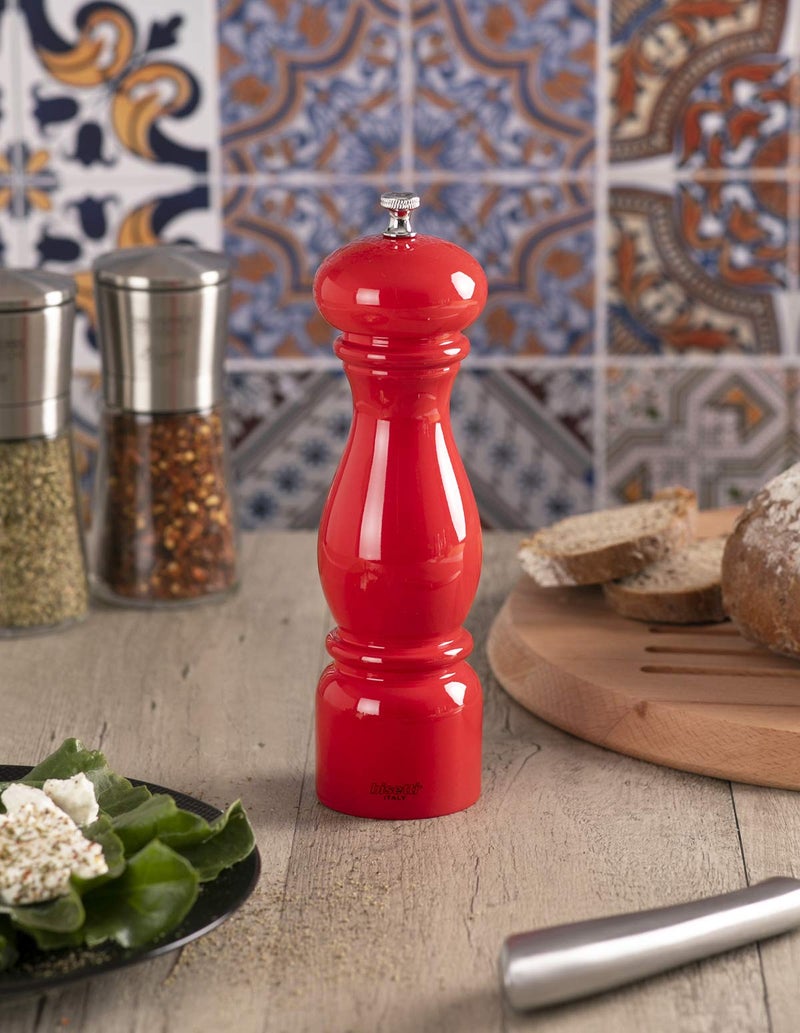 Bisetti Firenze 8.66 Inch Red Lacquered Salt Mill With Adjustable Grinder - Image 3